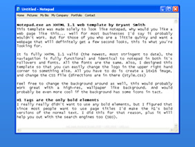 HTML template — notepad